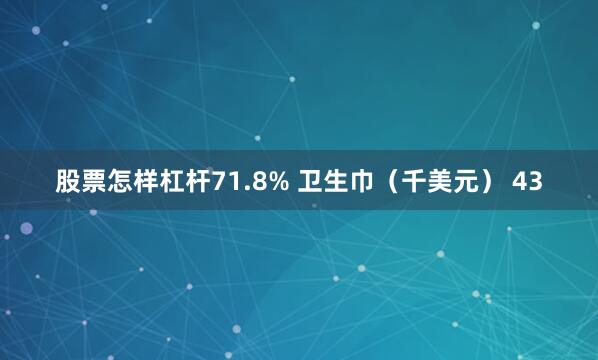 股票怎样杠杆71.8% 卫生巾（千美元） 43